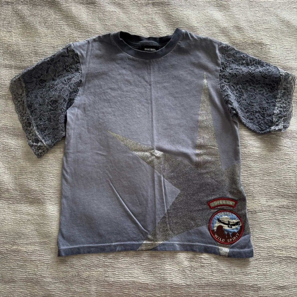 Diesel Kids Gray Star T-Shirt, Size 10